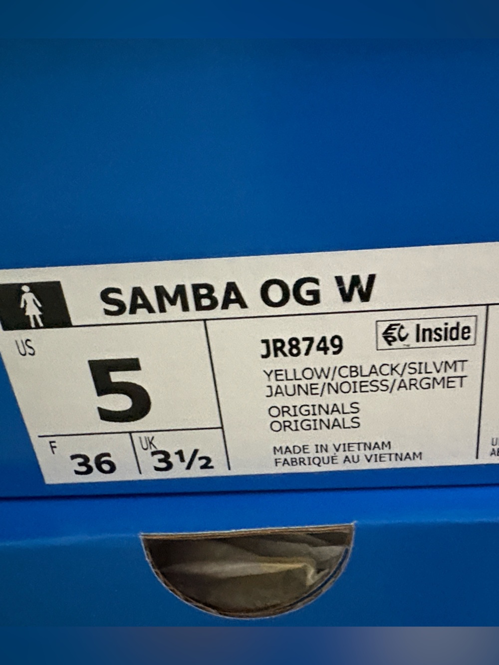 NIB [adidas] Samba Originals OG Sneakers Shoes Yellow/Black Women’s 5/5.5 Y4/4.5 - Picture 14 of 16